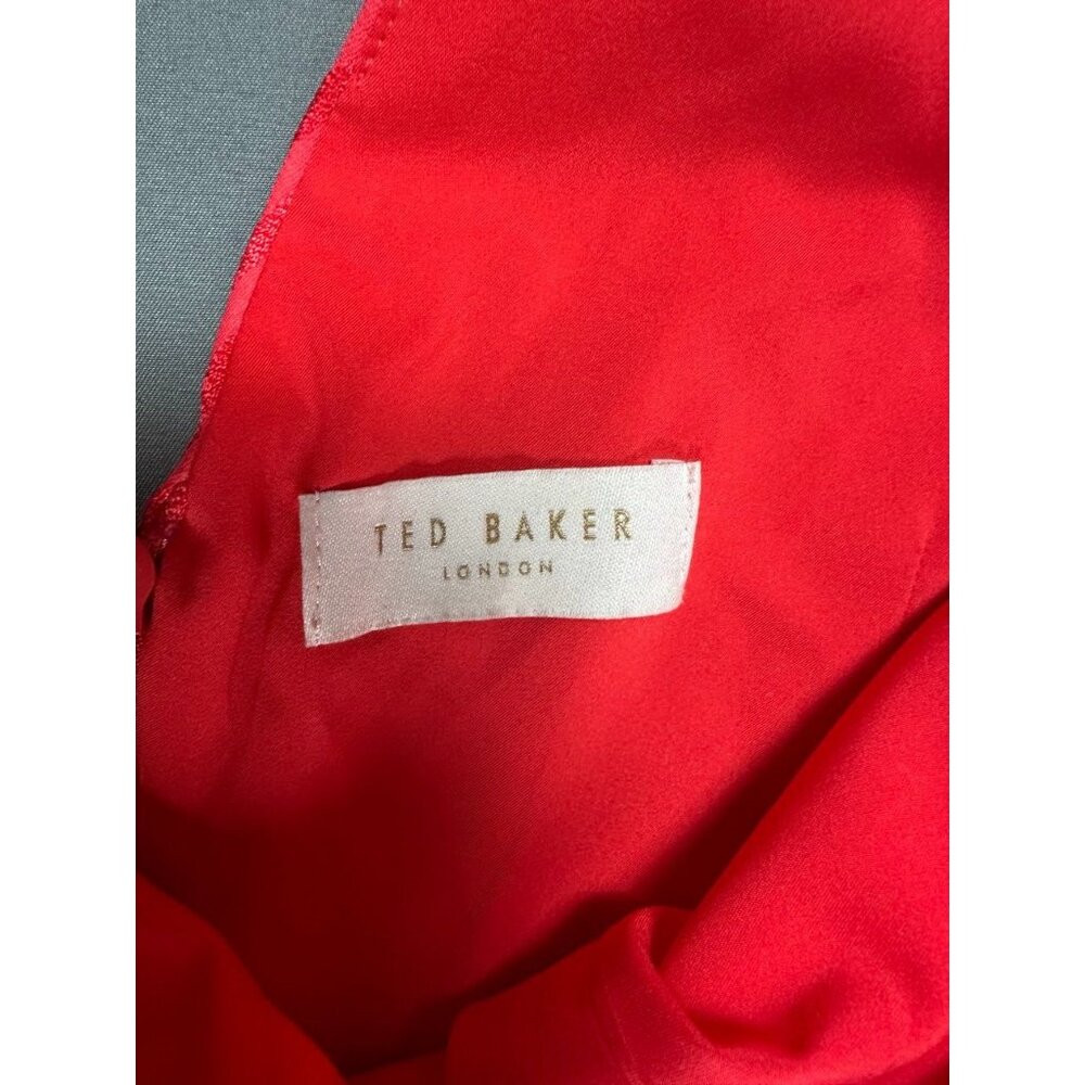 Ted Baker Tiliana – Ruffle Detail Tiered Midi Dress Coral Sz 1 -4US  $398 - Picture 5 of 11